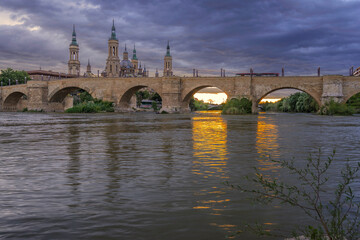 sunset in the river