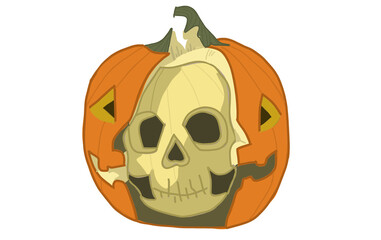 halloween pumpkin with skull