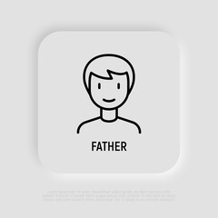 Smiling man thin line icon. Modern vector illustration of avatar.