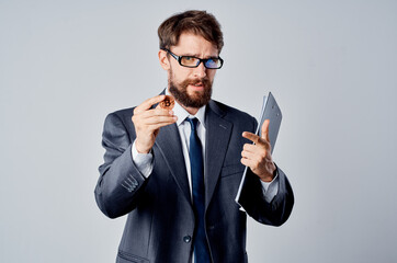 bearded man internet technology commerce bitcoin mining isolated background
