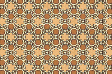 Pattern design with arabesque geometric shapes computer generated 