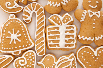 Fototapeta na wymiar Gingerbread cookies. Homemade Christmas cookies for kids