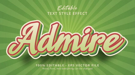 Editable text effect, Admire text on popular green color effect