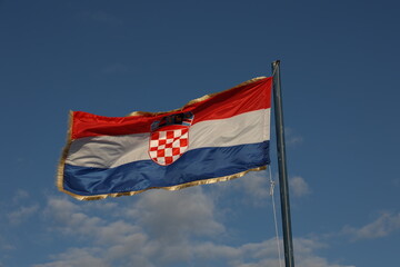 The flag of Croatia is posted on a holiday