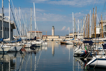 View to the Ex Lighthouse La Lanterna in Trieste