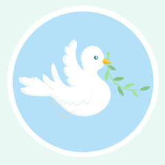 Dove of peace round sticker art design element symbol stock vector illustration for web, for print
