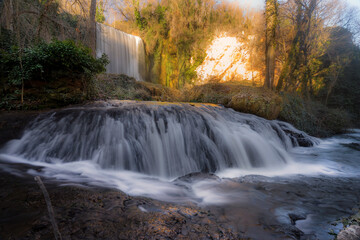 waterfall in the forest autumn