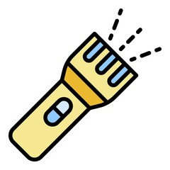 Plastic flashlight icon. Outline plastic flashlight vector icon color flat isolated