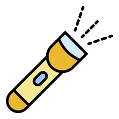 Bike flashlight icon. Outline bike flashlight vector icon color flat isolated