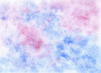 Blue pink watercolor painting liquid background with marble effect. Soft color printing on textiles or paper. Creative background for packaging or banner. Abstract painting.
