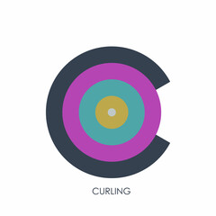 Curling sport logo icon sign Letter c emblem Round circle symbol Modern concept for league club team world national championship geometric creative design style Fashion print clothes apparel poster ad