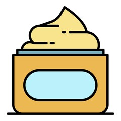 Sunscreen face cream icon. Outline sunscreen face cream vector icon color flat isolated