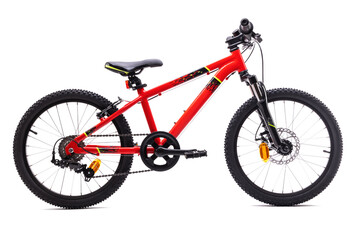 Fototapeta na wymiar Sport red mountain bicycle bike isolated on white background.