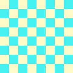 Checkerboard 8 by 8. Cyan and Beige colors of checkerboard. Chessboard, checkerboard texture. Squares pattern. Background.