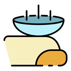 Contact lens on finger icon. Outline contact lens on finger vector icon color flat isolated