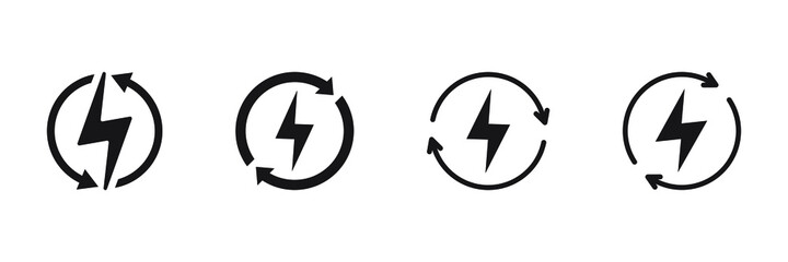 Renewable energy icon, ecology recycle electric power flat icon on white background