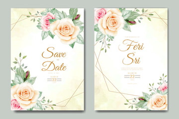 elegant floral watercolor wedding invitation card template