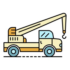 Fototapeta na wymiar Truck crane icon. Outline truck crane vector icon color flat isolated