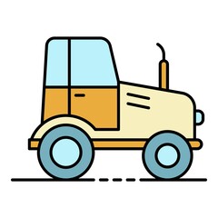Farm tractor icon. Outline farm tractor vector icon color flat isolated