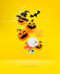 Fototapeta premium Halloween illustration with cartoon characters