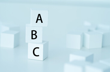 Learning English Image.  Alphabet on white cube