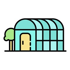 Home greenhouse icon. Outline home greenhouse vector icon color flat isolated