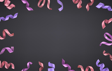 Abstract violet background with metallic ribbons