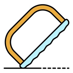 Hand metal saw icon. Outline hand metal saw vector icon color flat isolated