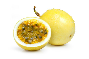 Yellow Passion fruit (passionfruit) isolated on white