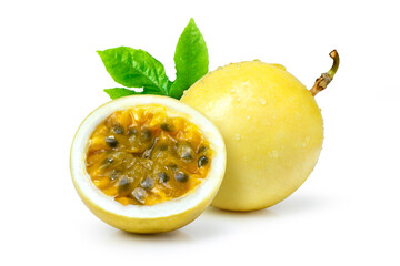 Yellow Passion fruit isolated on white