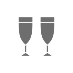 Champagne glasses grey icon. Isolated on white background