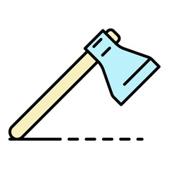 Farm axe icon. Outline farm axe vector icon color flat isolated