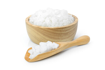 Fototapeta na wymiar salt in bowl and scoop isolated on white