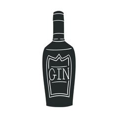 Gin Bottle Icon Silhouette Illustration. Cocktail Drink Vector Graphic Pictogram Symbol Clip Art. Doodle Sketch Black Sign.