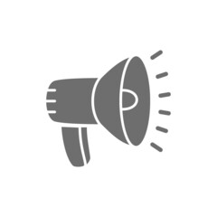 Loudspeaker, megaphone grey icon. Isolated on white background