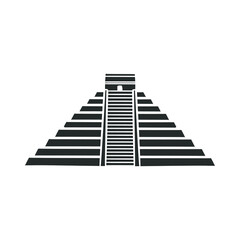 Chichén-Itzá, Yucatan, Mexico Icon Silhouette Illustration. Mayan Pyramid Vector Graphic Pictogram Symbol Clip Art. Doodle Sketch Black Sign.