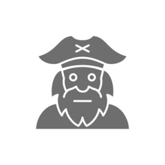 Captain, sailor, pirate, old man grey icon.