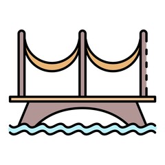 River bridge icon. Outline river bridge vector icon color flat isolated