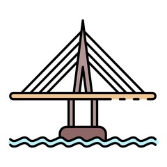 City bridge icon. Outline city bridge vector icon color flat isolated