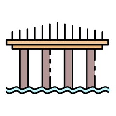 High bridge icon. Outline high bridge vector icon color flat isolated