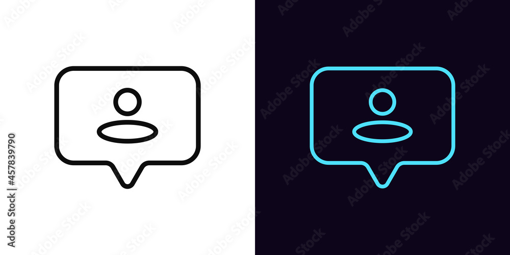 Wall mural outline user icon, with editable stroke. linear bubble sign with person, helper pictogram