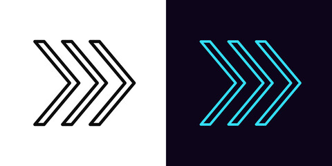 Outline arrow icon, with editable stroke. Linear arrow motion sign, swipe up pictogram