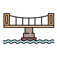 Modern bridge icon. Outline modern bridge vector icon color flat isolated