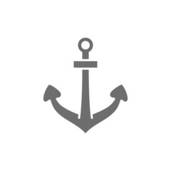 Anchor, nautical grey icon. Isolated on white background