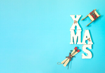 Aesthetic Christmas greeting card with copy space.