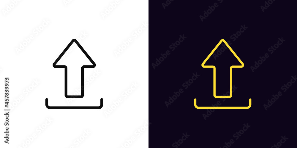 Poster outline upload icon, with editable stroke. linear upload sign, arrow pictogram