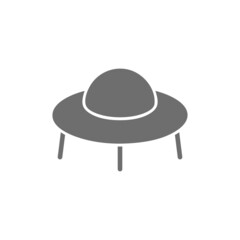 Ufo, spaceship grey icon. Isolated on white background