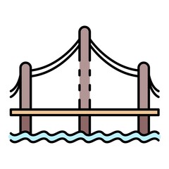 Urban long bridge icon. Outline urban long bridge vector icon color flat isolated