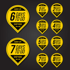 Promotional banner with number of days left sign labels and badges