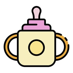 Sippy cup icon. Outline sippy cup vector icon color flat isolated